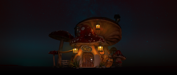 Super Smashed's logo, a quaint mushroom-shaped house, representing our specialty in entheogenic-infused chocolates, gummies, and capsules for holistic wellness.