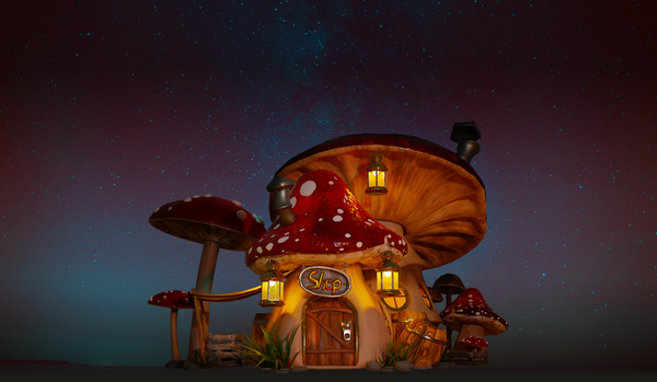 Super Smashed's logo, a quaint mushroom-shaped house, representing our specialty in entheogenic-infused chocolates, gummies, and capsules for holistic wellness.