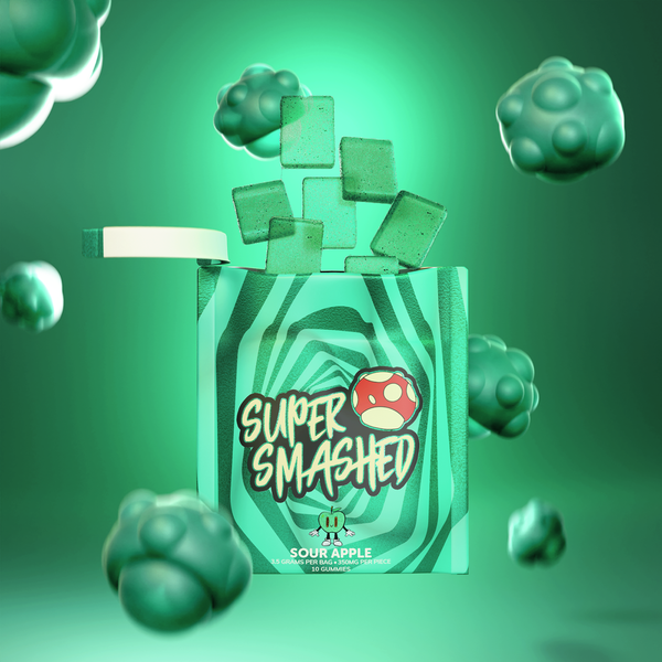 Savor Sour Apple Gummies: Tangy, sweet, vegan, gluten-free, with 375mg per serving for a consistent, uplifting, and energizing experience.