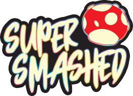 Company logo for SUPER SMASHED SHROOMS featuring stylized text with an iconic mushroom image, symbolizing our unique range of mushroom-based products.